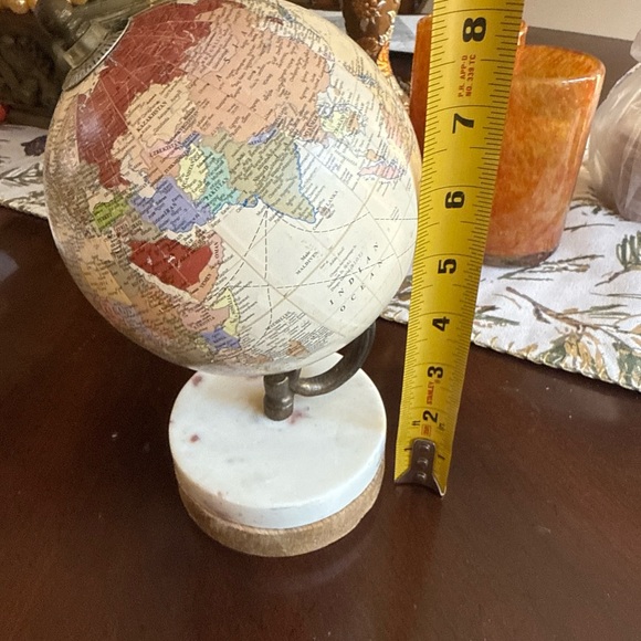Decorative Globe Brown Wood Base On Marble - Picture 13 of 15